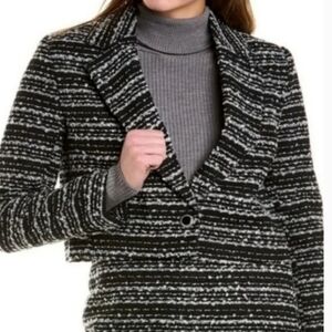 Bagatelle Collection black tweed long sleeve cropped blazer jacket Size L